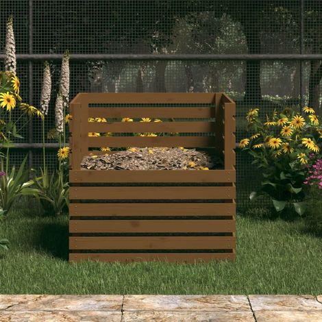 Composteur De 1000 Litres Brun Foncé Pour Jardin. En Bois de pin. Bois Massif (1/5)