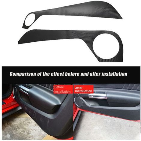 1 pair. Color: Carbon fiber textured black. Material: Paper. Suitable for car door panel kick pads, protective decorative stickers. (1/4)