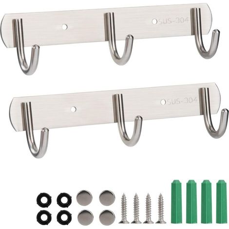 Porte Manteau Mural, 2pcs Patère à Crochets Murale, Portemanteau Mural en Acier Inoxydable pour Chambre Vestibule Salle de Bain Bureau Vêtements Serviette Chapeau (1/5)