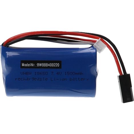 vhbw Akku kompatibel mit Syma 822 Modellbau (1500mAh, 7,4V, Li-Ion, 69 x 37 x 19 mm)