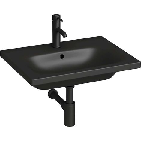 Jika Mio-N - Lavabo 60 x 45 cm, avec trop-plein, avec trou pour robinetterie, noir mat H8127137161041 (1/2)
