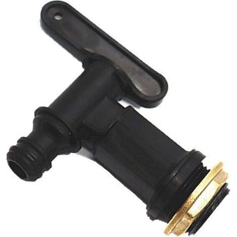 IBC-Regenwassertankadapter mit IBC-Hahn, IBC-Kunststofftankadapter, IBC-Hahnadapter für Regenwasserspeichertanks, schwarz, 25,4 mm (1/4)