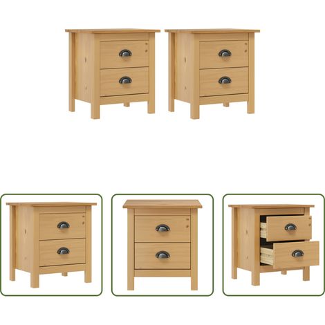 vidaXL Kiefer Nachttisch - Nachttische Hill 2 Stk. 46x35x49,5 cm Massivholz Kiefer (1/5)