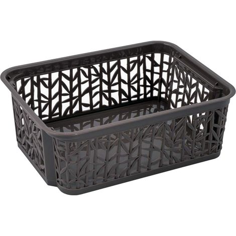 Panier de rangement universel, multifonction, réglable, design bambou, plastique sans BPA, taille S - 2,5 litres, 1 pièce, anthracite (1/5)