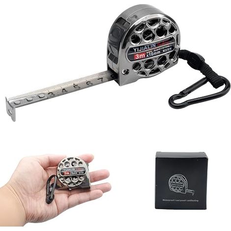 Tape Measure, Stainless Steel Retractable Anti-Corrosion Metric Ruler,Cement-Proof, Hollow Design, Waterproof and Wear Resistant (3m x 16mm) (1/5)