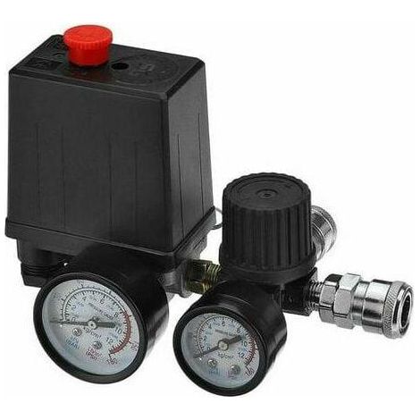 Jauges de régulateur de soupape de commande de pressostat de compresseur d'air 220 V 0-180 psi avec connecteur rapide (220 V) (1/4)