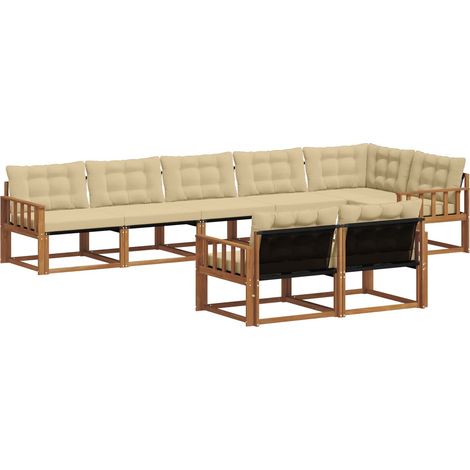 Ensemble de canapés d'extérieur 8 pcs Salon de jardin Naturel et Beige (1/5)