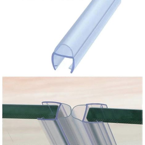 Joint d'étanchéité en PVC en forme de U pour paroi de douche en verre de 10 mm d'épaisseur (4 pièces), compatible avec un espacement jusqu'à 7 mm. (1/4)
