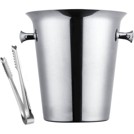 Seau à glace en acier inoxydable 5L, seau à champagne et à vin, récipient à glace pour bar d'hôtel, poignée argentée (1/5)