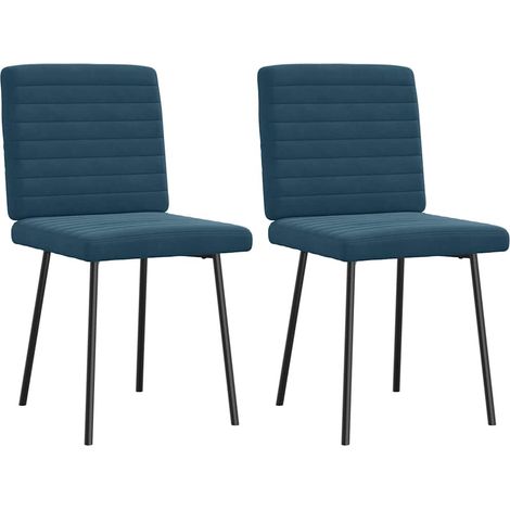 Maison Exclusive - Esszimmerstühle 2 Stk. Blau Samt (1/5)