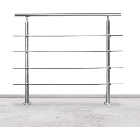 Jiubiaz Geländer Edelstahl Handlauf Treppengeländer Innen&Außen Balkongeländer Treppenhaus Brüstung 180cm 4 Querstäbe