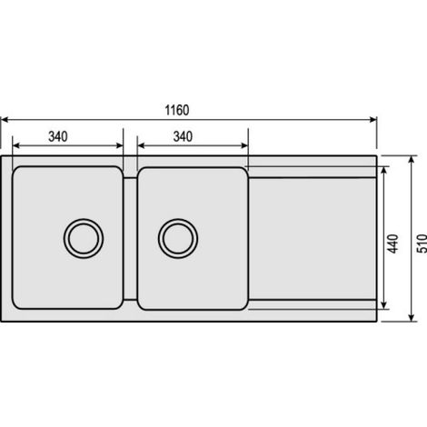 Franke – Évier de synthèse 2 bacs carbone – Non percé pour robinetterie – Résistant aux chocs et UV – Dimensions 1160x510mm