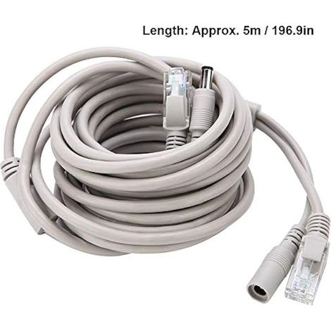 Cable CCTV Ethernet 5M / 10M / 15M / 20M RJ45 + DC pour caméras IP Système NVR 10 Mbps / 100 Mbps(5M) (1/5)