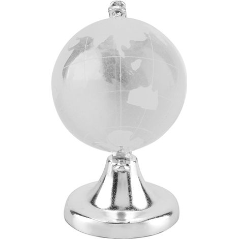 Globe terrestre rond en cristal, carte du monde, boule décorative en verre argenté, cadeau pour la maison ou le bureau (1/5)