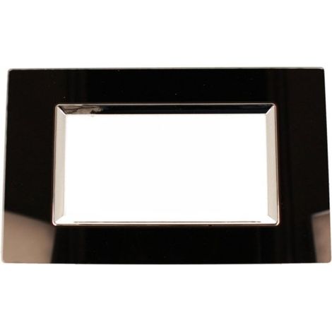 Placca Quadrata In Vetro Temperato MBL 4M Nero Compatibile Bticino Living BLN84402
