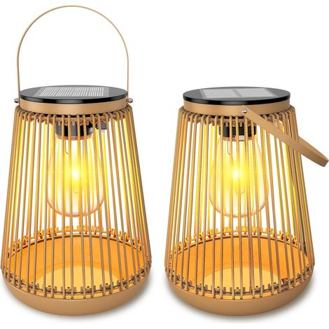 Lot De 2 Lampes Solaires De Jardin En Métal À Suspendre Étanches, Décorations Pour Patio, Cour, Porche, Pelouse, Cour, Cadeaux Pour Maman, Femme, Grand-Mère, Épouse [Classe Énergétique A+++]