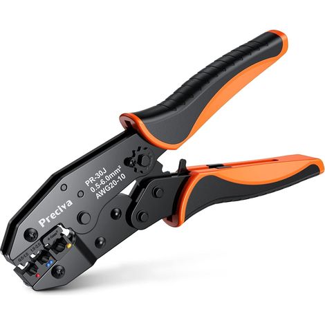 0.5-6mm² Pince a Sertir a Cliquet, Orange Pince a Sertir Isolées, AWG20-10 (0.5-1.5mm²) (1.5-2.5mm²) (4-6mm²) Pinces a Sertir Cosses Electriques (1/5)