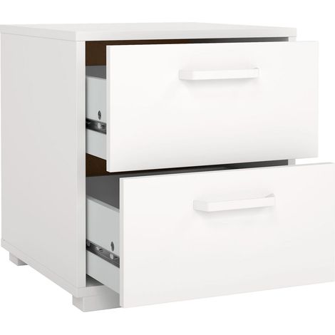 Comodino A 2 Cassetti Design Moderno E Minimalista Con Guide In Acciaio A Scorrimento Fluido Ideale Per Camera Da Letto 40.2 x 39.8 x 44.3 Cm Bianco