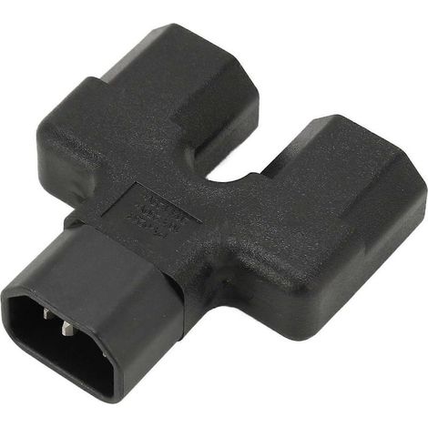 Adaptateur secteur IEC320 C14 vers double IEC320 C21, C14 mâle vers double C21 femelle, adaptateur secteur 1 entrée et 2 sorties, 125V-250V. (1/5)