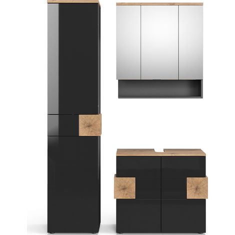 Badmöbel-Set Eden, Anthrazit, 3 Teile, mit Hochschrank, Vicco (1/5)