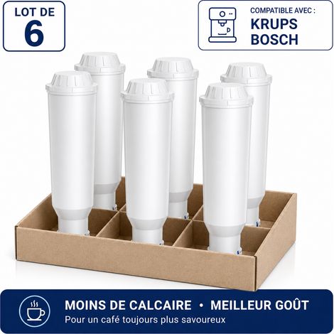 Filtre à eau compatible Krups F088, Nivona – Réduit le calcaire – Charbon actif & résine échangeuse d’ions – Remplacement tous les 3 mois – Lot de 6 (1/5)