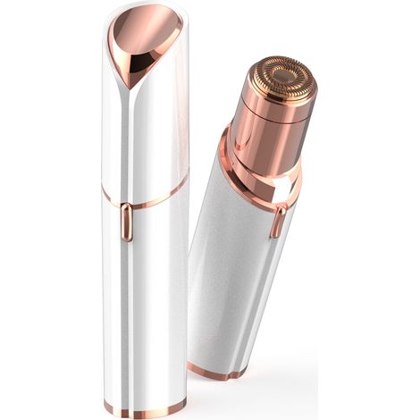 Rasoir Électrique Visage Femme Doré 18K Lumière LED Sans Douleur Précis Lèvres Joues Menton Portable Pile (1/5)