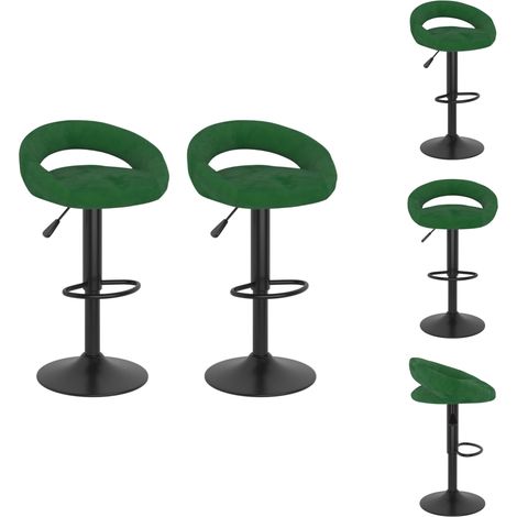 Tabourets de bar lot de 2 vert foncé velours - Tabouret De Bar - Tabouret De Bar - Chaise - Tabouret De Bar Pour Petit-déjeuner (1/5)