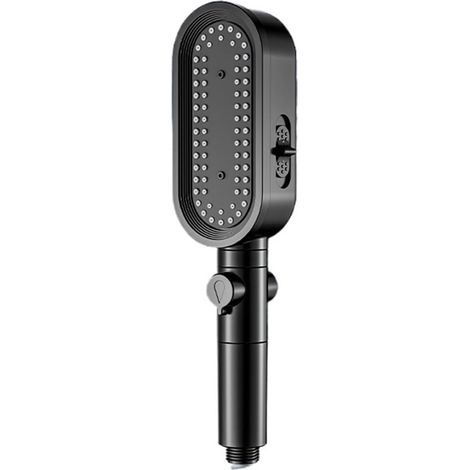 Sollbry Cabezal de ducha con botón de parada, cabezal de ducha de alta presión, cartucho de filtro incorporado, accesorio de baño, cabezal de ducha de mano de 3 modos (negro) (1/5)