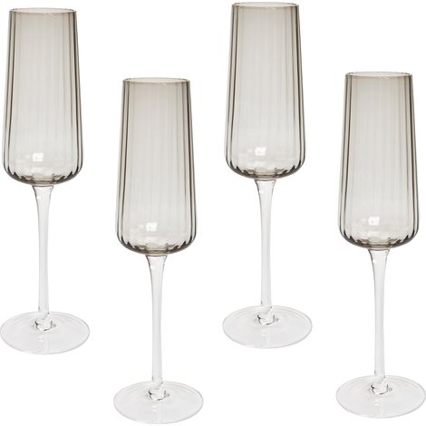Conjunto de 4 copas de champán sopladas a mano gris 23 cl Quartz (1/5)