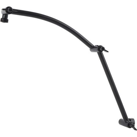 Gugxiom Rallonge de pommeau de douche, 42 cm, bras de douche réglable, montage sans outil, chromé, pour tous les angles de douche, raccord universel G1/2, noir, 42 cm (1/3)