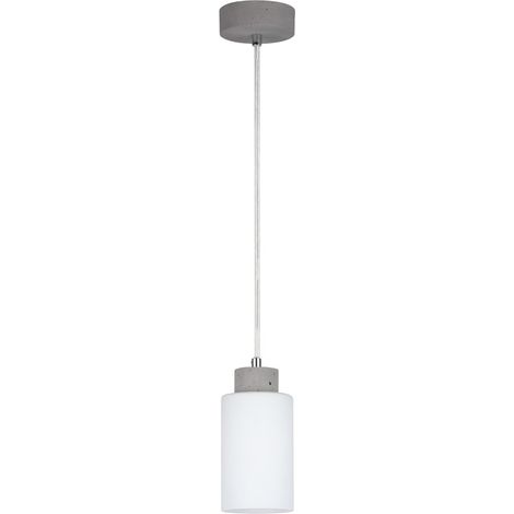 Suspension en Béton Gris & Verre Blanc Design Cylindrique 1 Ampoule KARLA (1/2)