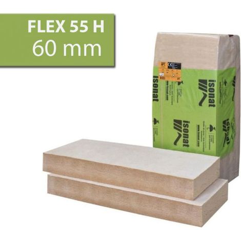 Panneau isolant flexible Isonat FLEX 55 – Épaisseur 60mm – Largeur 58cm – Lambda 0,036W/m.K – Absorption phonique 95% – Buitex