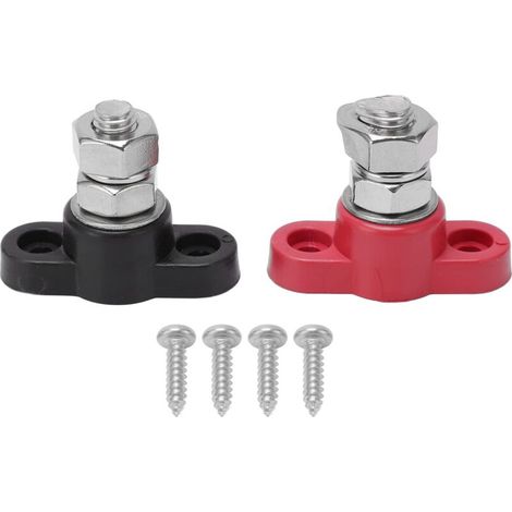 Bornier de batterie M8, bornier de batterie, bloc de distribution de boulons de borne isolés, bornier de distribution d'alimentation de batterie, CC 48 V, 2 pièces (1/5)