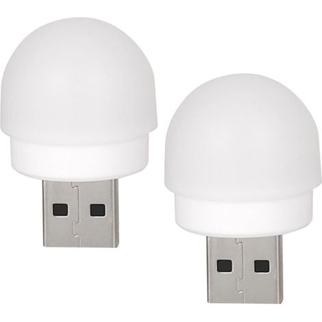 2 Pièces Lampe USB LED Portable Blanche, Mini Veilleuse Rechargeable en Plastique Abs, Facile à Utiliser pour Scènes Nocturnes et Décorations Élégantes (1/5)
