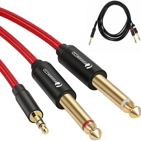 Trade Shop - Aux 3.5mm Cable De Audio Masculino Dual Cable Jack 6.5mm Macho Mono Ajack-01 1.5mt - (1/4)