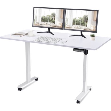 160CM Bureau debout réglable en hauteur avec moteur électrique, bureau d'ordinateur, hauteur à mémoire intelligente, protection contre les collisions avec les roues. (1/5)