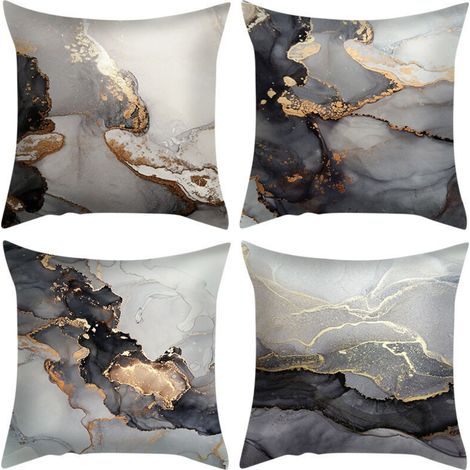 Set di 4 federe per cuscini, 45x45 cm, federe decorative per divano, poltrona, letto, giardino (effetto marmo) -Crezuo
