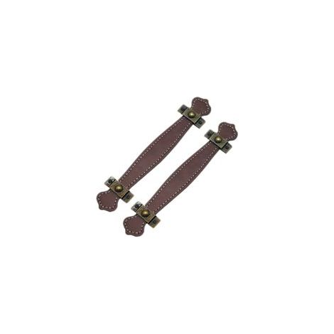 Poignées de tiroir Sollbry, cuir, lot de 2, style vintage, poignée de valise, poignée de meuble avec vis, marron (128 mm) (1/5)
