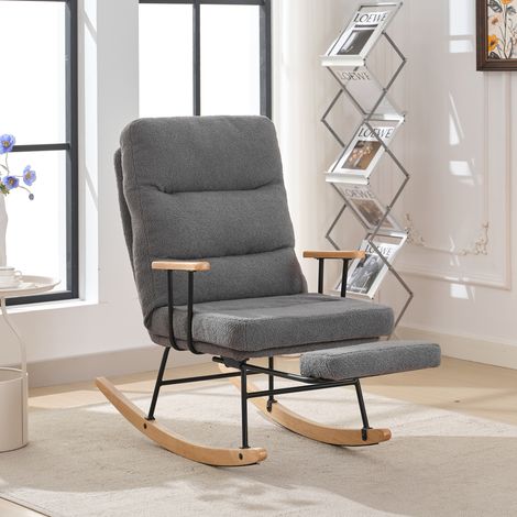 Fauteuil à bascule confortable, 100cm de haut, 58cm de largeur d'assise, avec réglage par gravité, mécanisme de repose-pieds manuel, fonction allongée stable et antidérapante, fauteuil à bascule, faut
