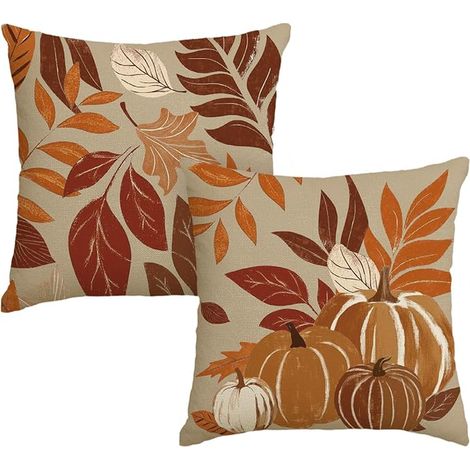 Housses de Coussin Automne Feuilles Citrouilles 45x45cm (1/4)