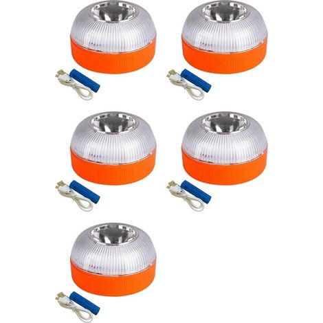 Adecuado para luces de emergencia de coche de 5 V16, recargable por USB, luces de advertencia intermitentes LED para carretera, aplicable a coches, barcos, etc.