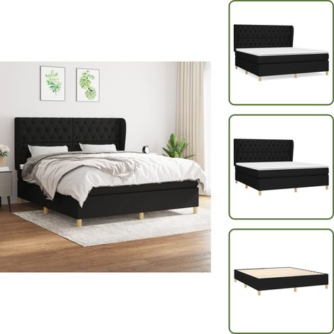 Boxspringbett mit Matratze Schwarz 160x200 cm Stoff - Boxspringbett - Doppelbett - Schlafsystem - Bettrahmen - Matratze (1/5)