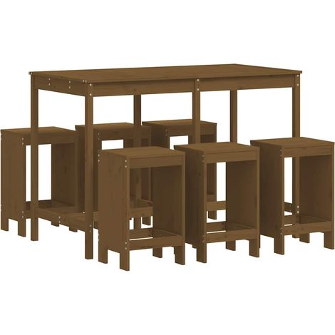 Maison Exclusive - Mesa y taburetes altos de jardín 7 pzas madera (1/5)