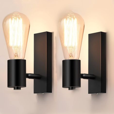 2PCS Applique Murale Intérieur industrielle Spot Mural Design Rétro Luminaire Murale Orientable Métal Eclairage Mural Vintage pour Restaurant Cuisine Couloir Café Enfant E27 (sans ampoule) (1/5)