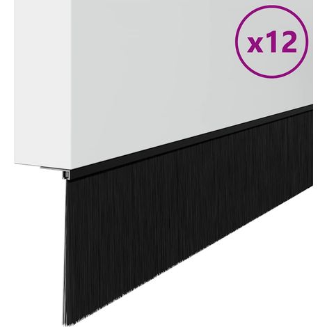 Spazzole per porte a vite 12 pcs Nero 100 cm Lega di alluminio vidaXL