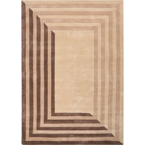 Alfombra rectangular de viscosa y lana hecha a mano moderna 160 x 230 cm beige Sarai