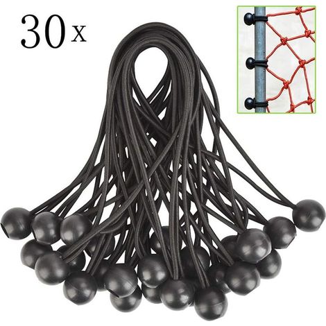 30pcs Tendeur Elastique, Tendeurs Elastique Caoutchouc avec Boule, pour Bâche,Pavillon,Tente,Rideaux,Grillage Jardin.Fixation de Bâche de Serre,Fixation de Bâche de Remorque. (1/5)