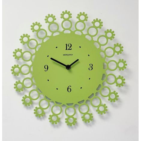 Orologio da Parete in Metallo Decoro Fiorellini Verde Chiaro 32 cm (1/2)