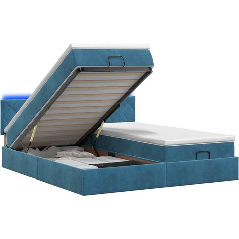 Maison Exclusive - Letto Ottomano con Materasso e LED Blu scuro 200 x 200 cm (1/5)