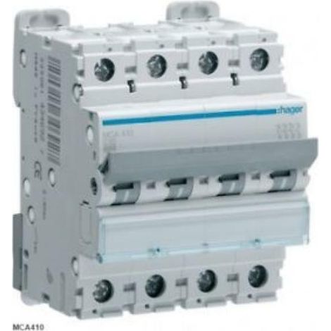 Hager interruttore automatico modulare 4 poli 50a 6 ka c 4 moduli mca450 (1/5)